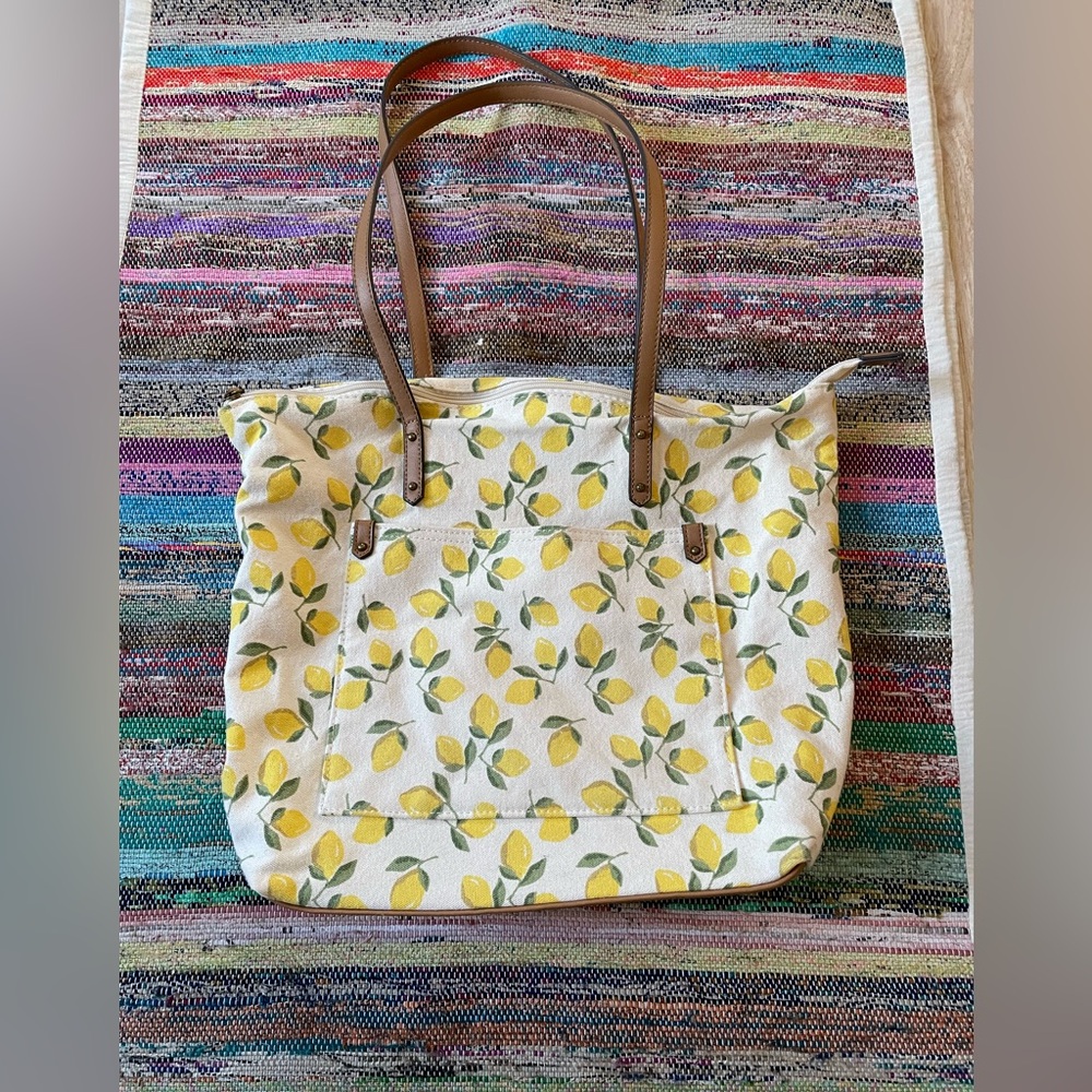 Lemon Print Canvas Bag